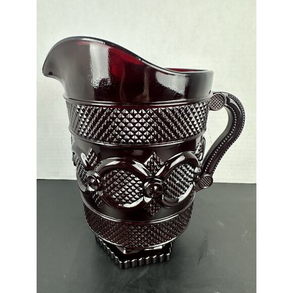 The 1876 Avon Cape Cod Collection Pitcher Ruby Red Pitcher New In Box - Picture 3 of 7